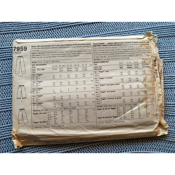 Simplicity 7959 short culottes pant pattern sz M - Picture 3 of 5